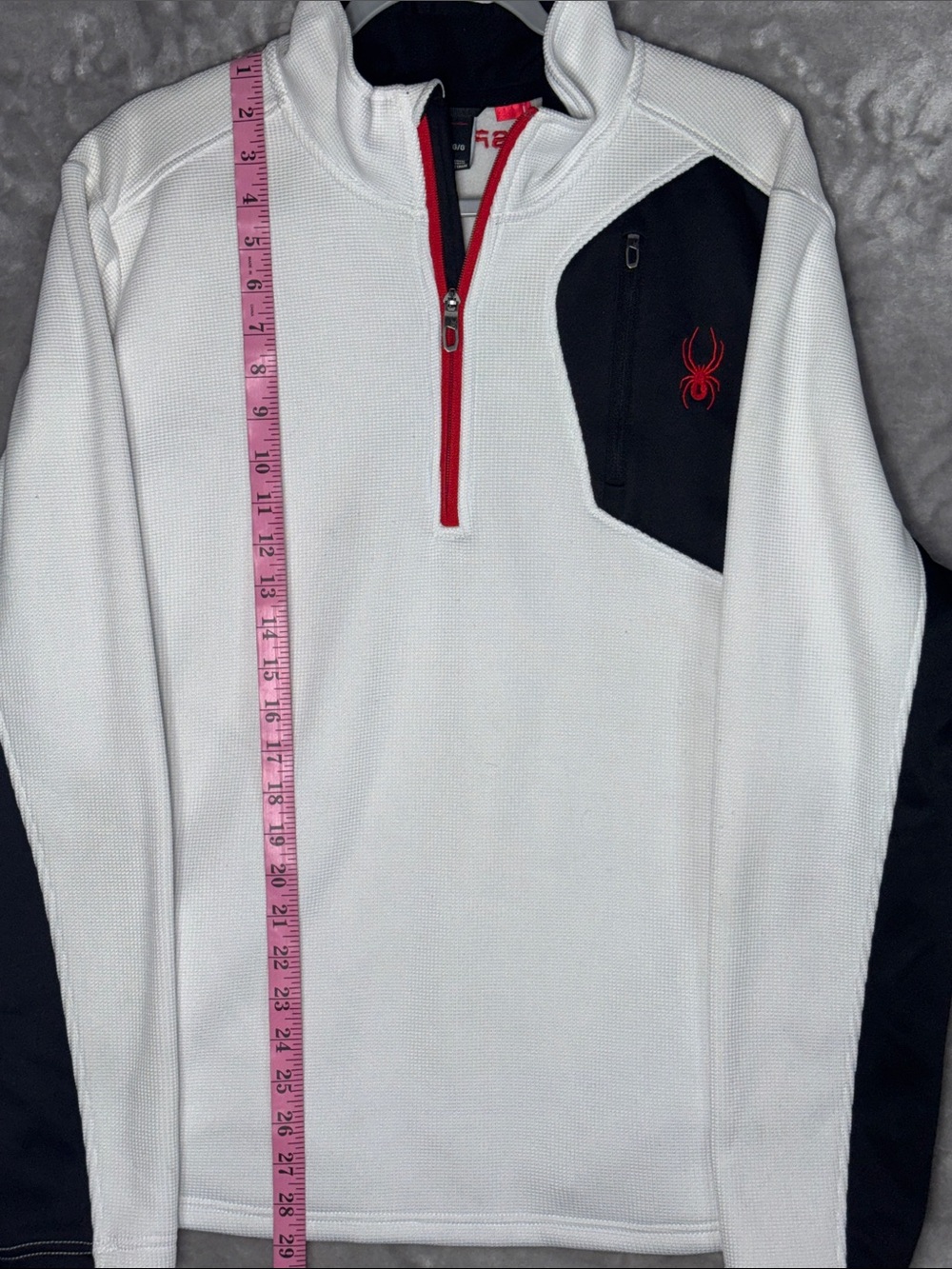 Spyder Men’s White Zip-Up Pullover with Black Panels and Red Accents Size L - Picture 7 of 9